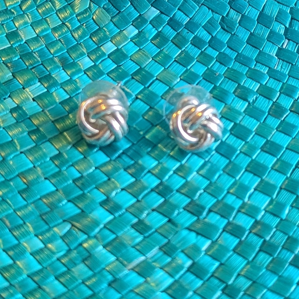 Silver Tone Celtic Knot Stud Earrings
